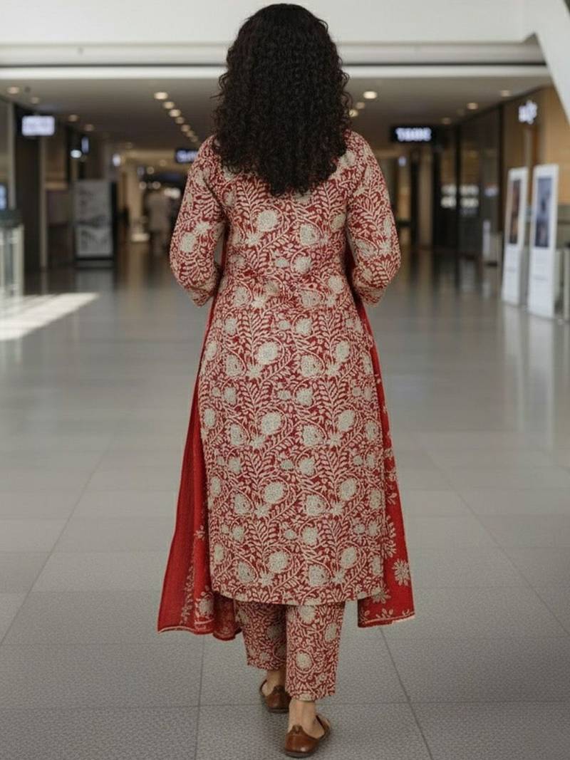 Women Ethnic Motifs Printed Regular Kurta with Trousers & With Dupatta