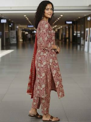 Women Ethnic Motifs Printed Regular Kurta with Trousers & With Dupatta 3