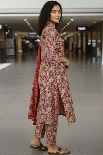 Women Ethnic Motifs Printed Regular Kurta with Trousers & With Dupatta