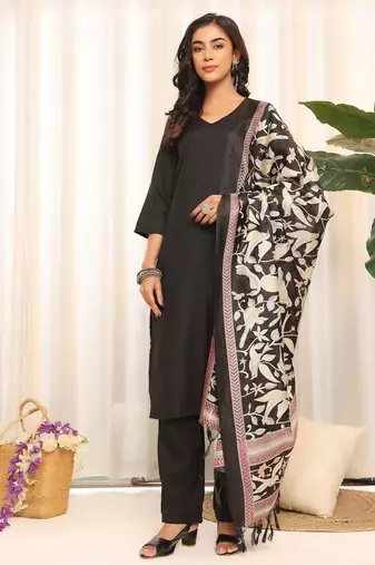 V-Neck Straight Kurta With Trouser