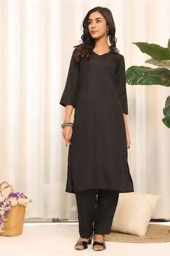 V-Neck Straight Kurta With Trouser