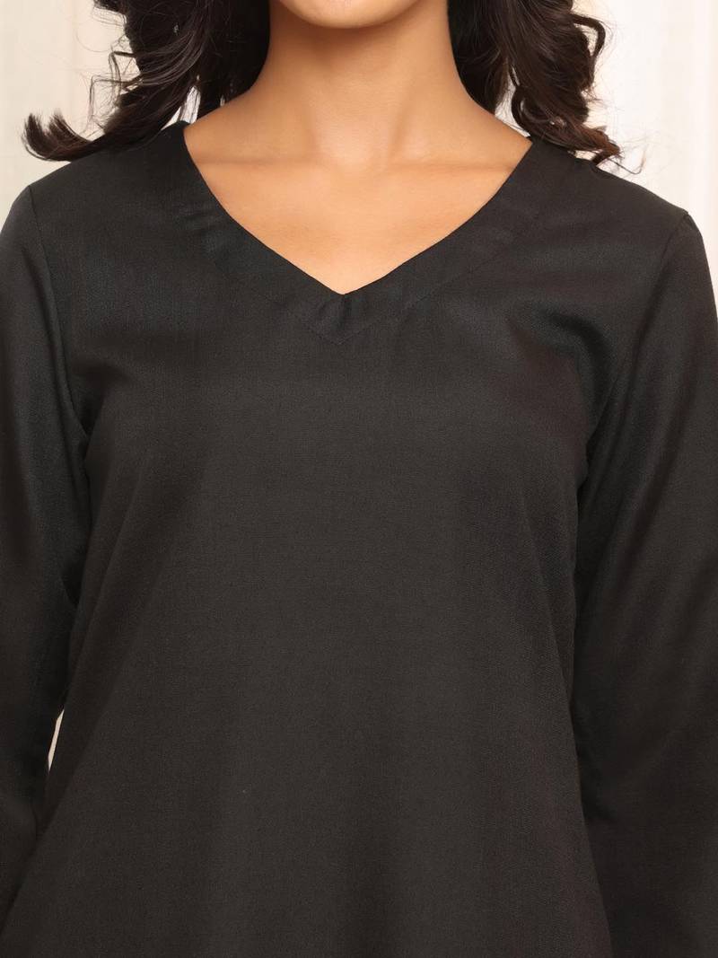 V-Neck Straight Kurta With Trouser