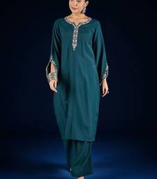 Floral Embroidered Thread Work Straight Kurta With Palazzos
