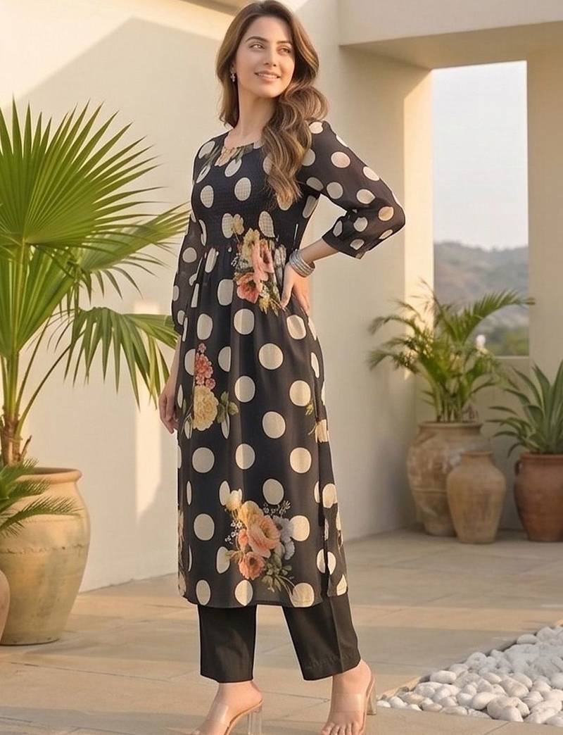 Floral Printed Regular Kurta with Trousers