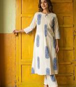 pure cotton ethnic motif printed A line Kurta with Trousers