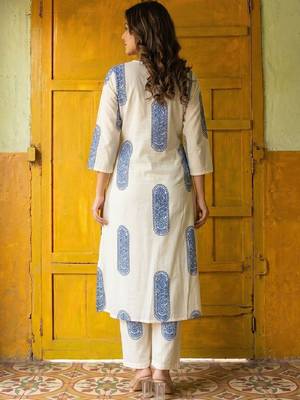 pure cotton ethnic motif printed A line Kurta with Trousers 3