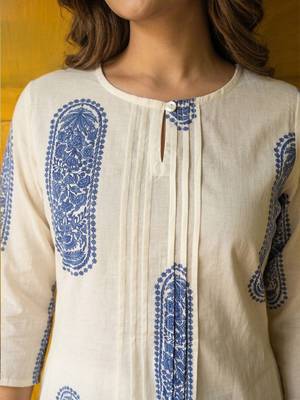 pure cotton ethnic motif printed A line Kurta with Trousers 4