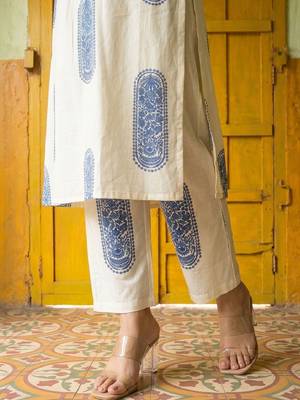pure cotton ethnic motif printed A line Kurta with Trousers 5
