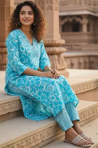 Women Floral Printed Regular Kurta with Trousers & With Dupatta