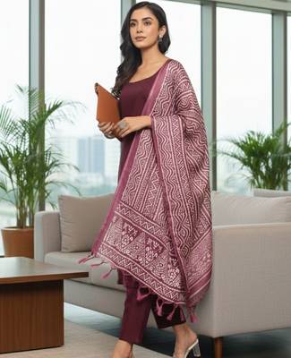 Women Ethnic Motifs Regular Kurta with Trousers & With Dupatta 1