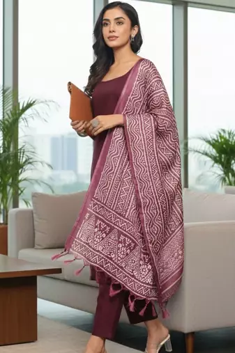 Women Ethnic Motifs Regular Kurta with Trousers & With Dupatta