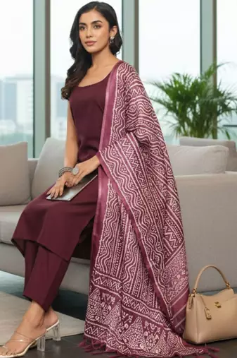 Women Ethnic Motifs Regular Kurta with Trousers & With Dupatta