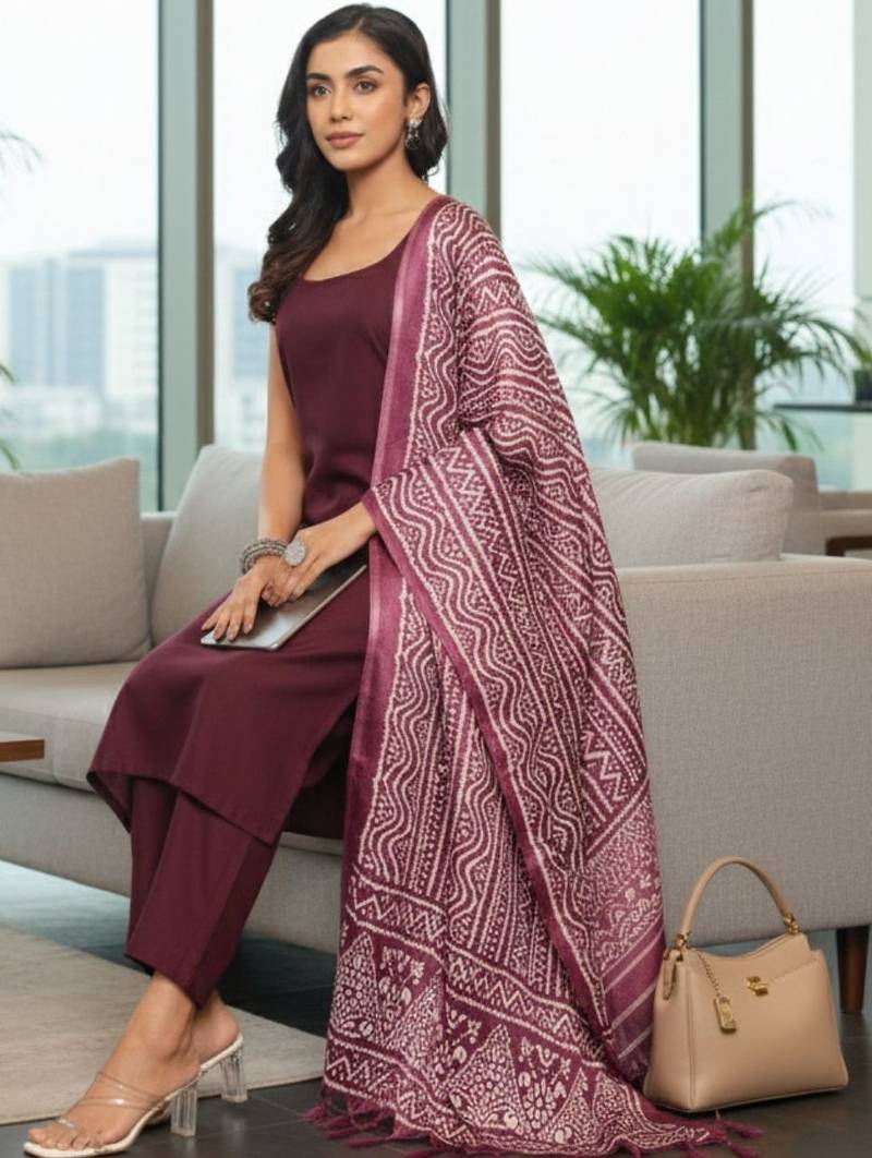 Women Ethnic Motifs Regular Kurta with Trousers & With Dupatta