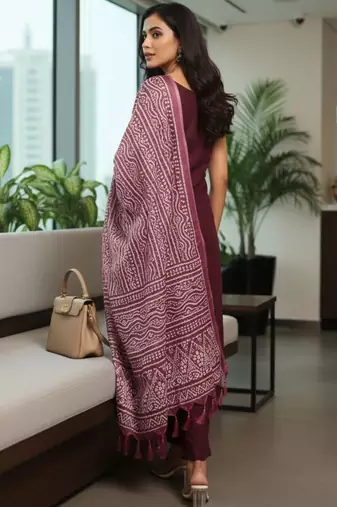Women Ethnic Motifs Regular Kurta with Trousers & With Dupatta