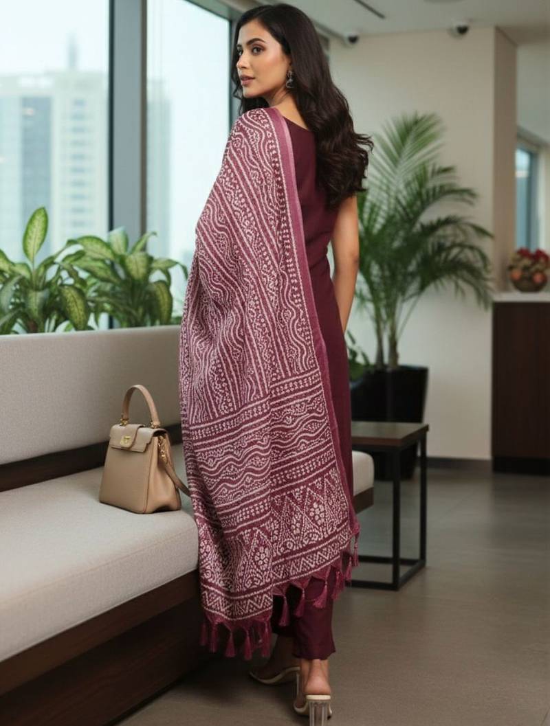 Women Ethnic Motifs Regular Kurta with Trousers & With Dupatta