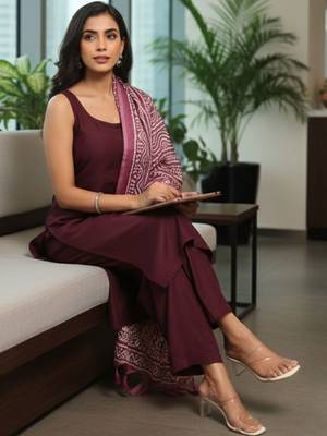 Women Ethnic Motifs Regular Kurta with Trousers & With Dupatta 5