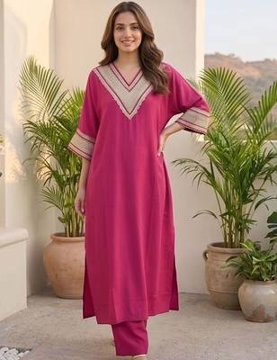 Women Yoke Design Regular Kurta with Trousers 1