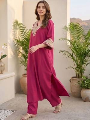 Women Yoke Design Regular Kurta with Trousers 2