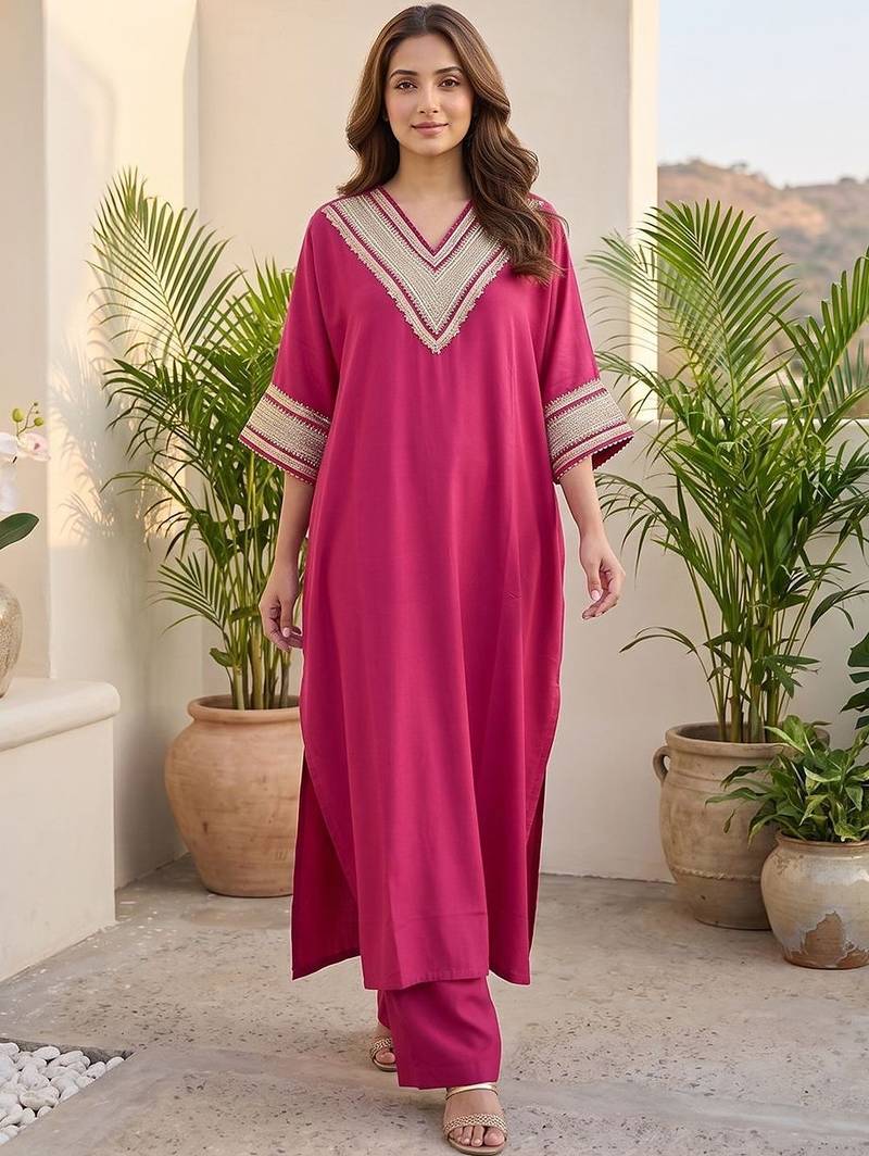 Women Yoke Design Regular Kurta with Trousers