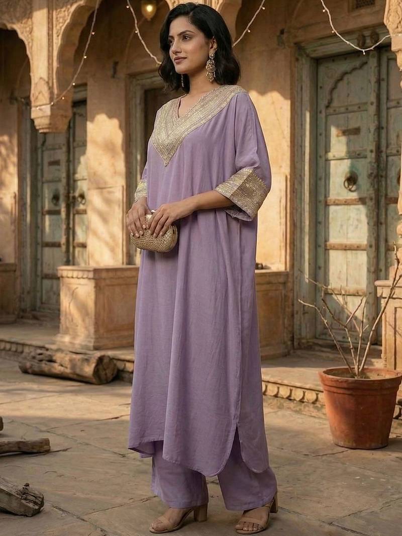 Women Yoke Design Regular Kurta with Trousers