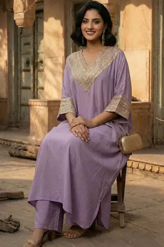 Women Yoke Design Regular Kurta with Trousers