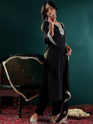 Women Ethnic Motifs Embroidered Regular Mirror Work Kurta with Trousers & With Dupatta 5