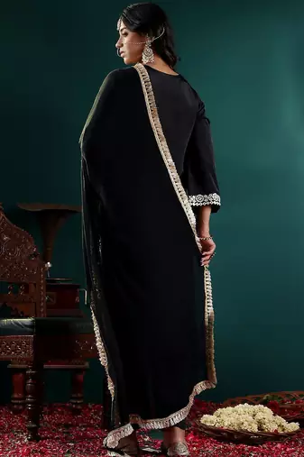 Women Ethnic Motifs Embroidered Regular Mirror Work Kurta with Trousers & With Dupatta