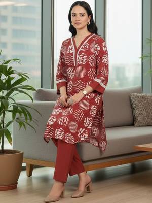 Women Printed Regular Kurta with Trousers 2