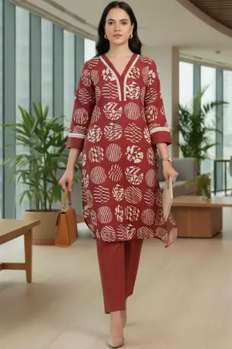 Women Printed Regular Kurta with Trousers