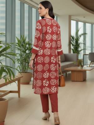 Women Printed Regular Kurta with Trousers 4