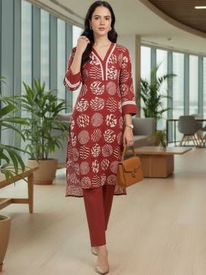 Women Printed Regular Kurta with Trousers 5