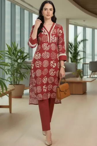 Women Printed Regular Kurta with Trousers