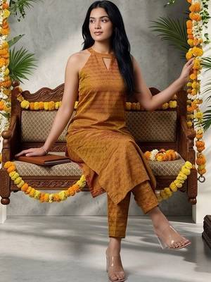 Women Printed Regular Kurta with Trousers 1
