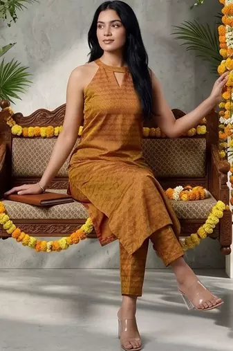 Women Printed Regular Kurta with Trousers