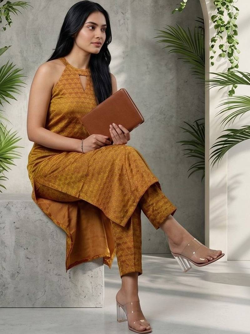 Women Printed Regular Kurta with Trousers