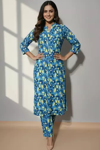 Women Floral Printed Regular Kurta with Trousers