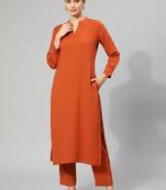 Women Regular Silk Crepe Kurta with Trousers