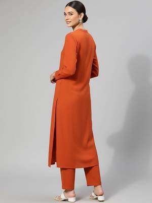 Women Regular Silk Crepe Kurta with Trousers 2