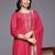 Floral Embroidered Thread Work Kurta With Trousers & Dupatta
