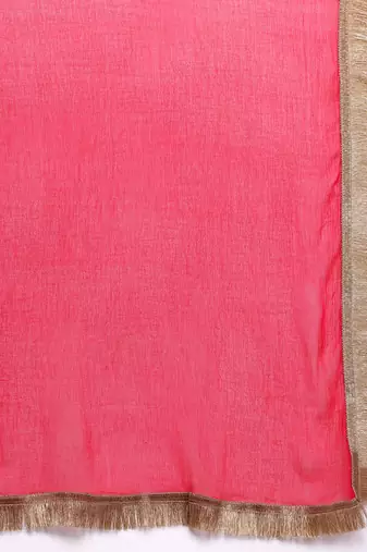 Floral Embroidered Thread Work Kurta With Trousers & Dupatta