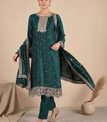 Women Ethnic Motifs Embroidered Regular Thread Work Kurta with Trousers & With Dupatta