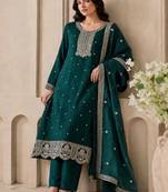 Women Ethnic Motifs Embroidered Regular Thread Work Kurta with Trousers & With Dupatta