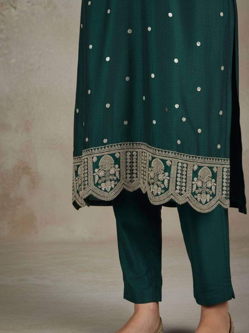 Women Ethnic Motifs Embroidered Regular Thread Work Kurta with Trousers & With Dupatta