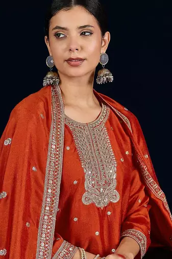 Women Ethnic Motifs Embroidered Kurta with Trousers & Dupatta