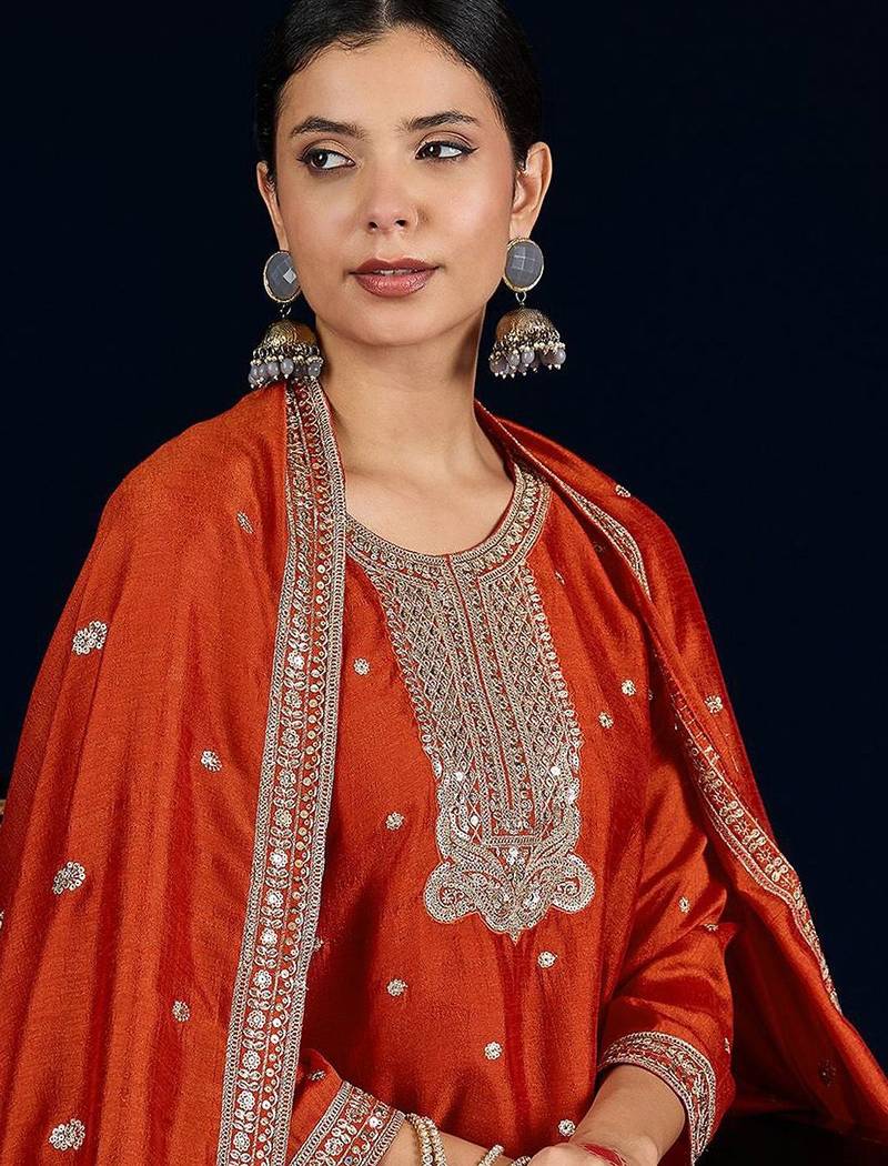 Women Ethnic Motifs Embroidered Kurta with Trousers & Dupatta