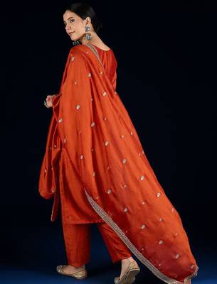 Women Ethnic Motifs Embroidered Kurta with Trousers & Dupatta 6
