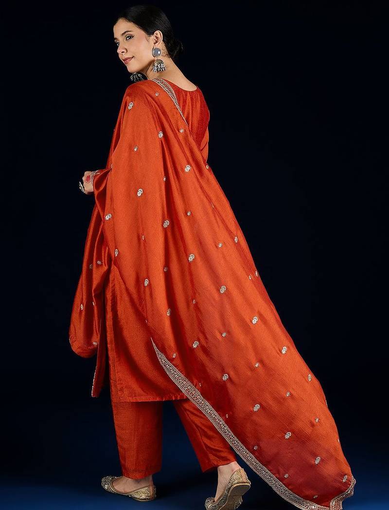 Women Ethnic Motifs Embroidered Kurta with Trousers & Dupatta