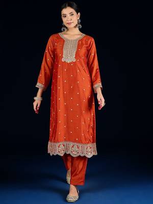Women Ethnic Motifs Embroidered Kurta with Trousers & Dupatta 7