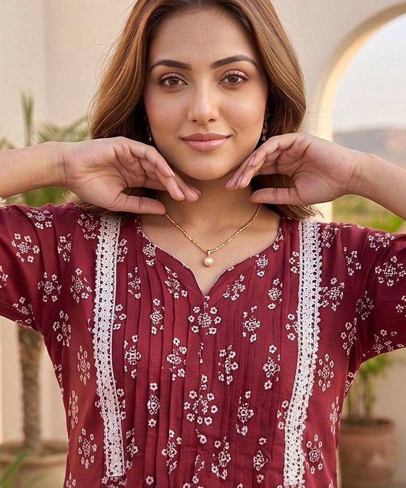 Women Ethnic Motifs Printed Pleated Kurta with Trousers & With Dupatta