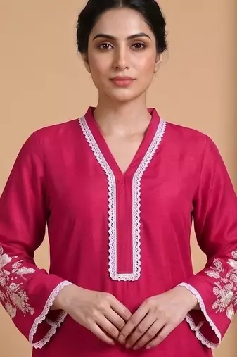 Women Floral Embroidered Regular Thread Work Kurta with Trousers & With Dupatta
